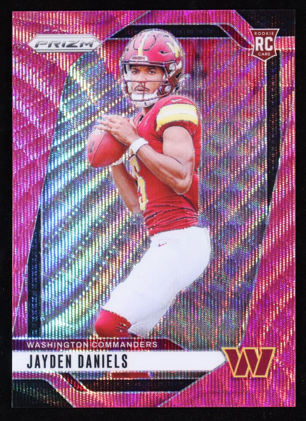 Jayden Daniels 2024 Panini Prizm Prizms Pink Wave #347 RC at PristineAuction.com Jayden Daniels 2024 Panini Prizm Prizms Pink Wave #347 RC at PristineAuction.com