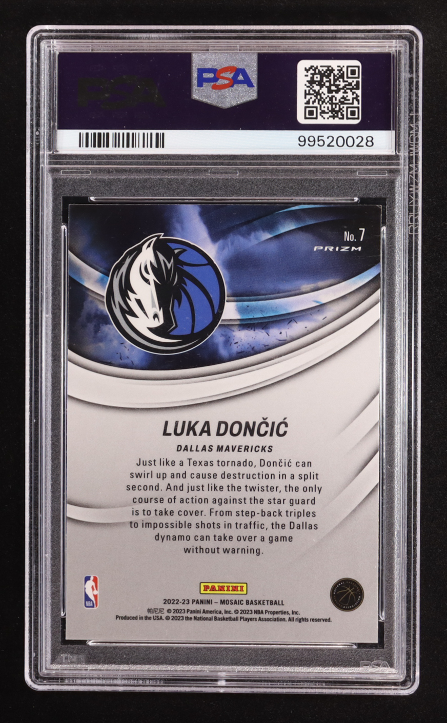 Luka Doncic 2022-23 Panini Mosaic Storm Chasers #7 (PSA 9) at PristineAuction.com Luka Doncic 2022-23 Panini Mosaic Storm Chasers #7 (PSA 9) at PristineAuction.com
