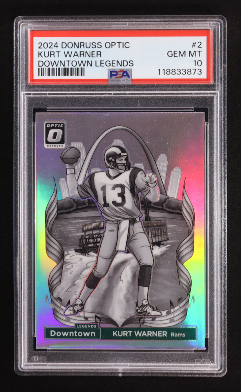 Kurt Warner 2024 Donruss Optic Downtown Legends #2 (PSA 10) at PristineAuction.com Kurt Warner 2024 Donruss Optic Downtown Legends #2 (PSA 10) at PristineAuction.com