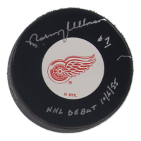 Norm Ullman Signed Red Wings Logo Hockey Puck Inscribed "NHL Debut 10/6/55" (COJO) at PristineAuction.com