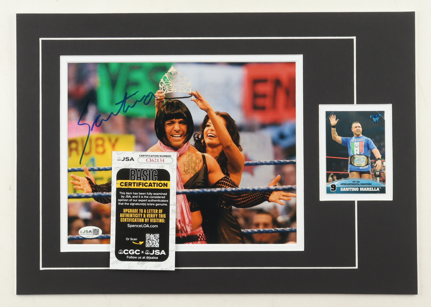 Santino Marella Signed 12x17 Custom Matted Photo Display with Trading Card (JSA) at PristineAuction.com Santino Marella Signed 12x17 Custom Matted Photo Display with Trading Card (JSA) at PristineAuction.com