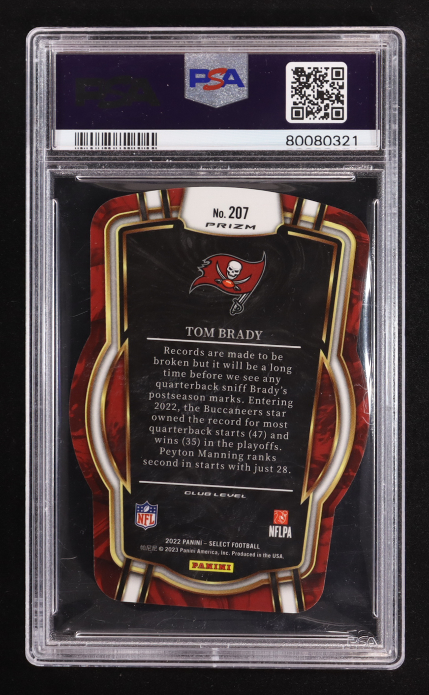 Tom Brady 2022 Select Prizm Silver Die Cut #207 (PSA 9) at PristineAuction.com Tom Brady 2022 Select Prizm Silver Die Cut #207 (PSA 9) at PristineAuction.com