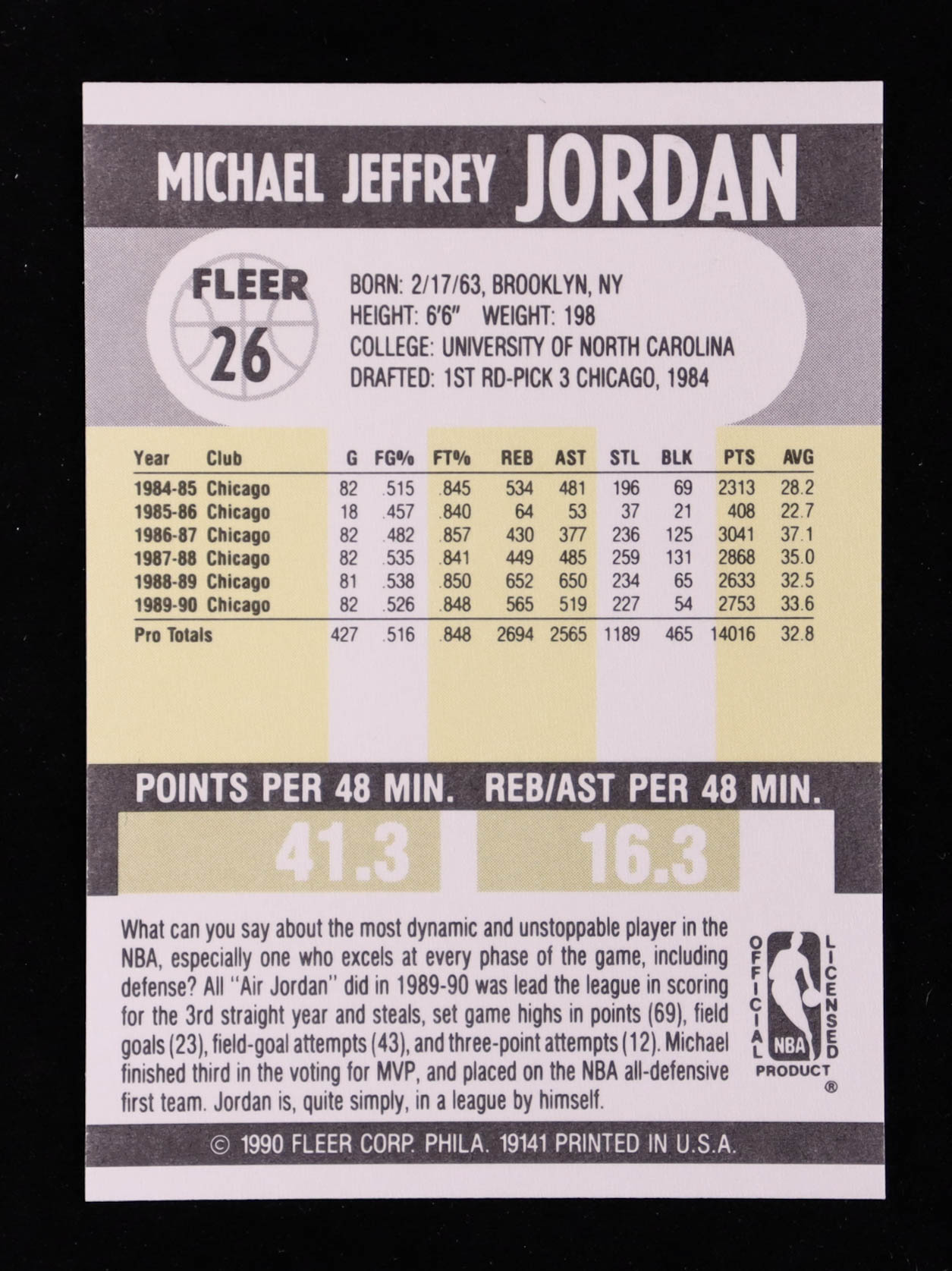 Michael Jordan 1990-91 Fleer #26 at PristineAuction.com Michael Jordan 1990-91 Fleer #26 at PristineAuction.com