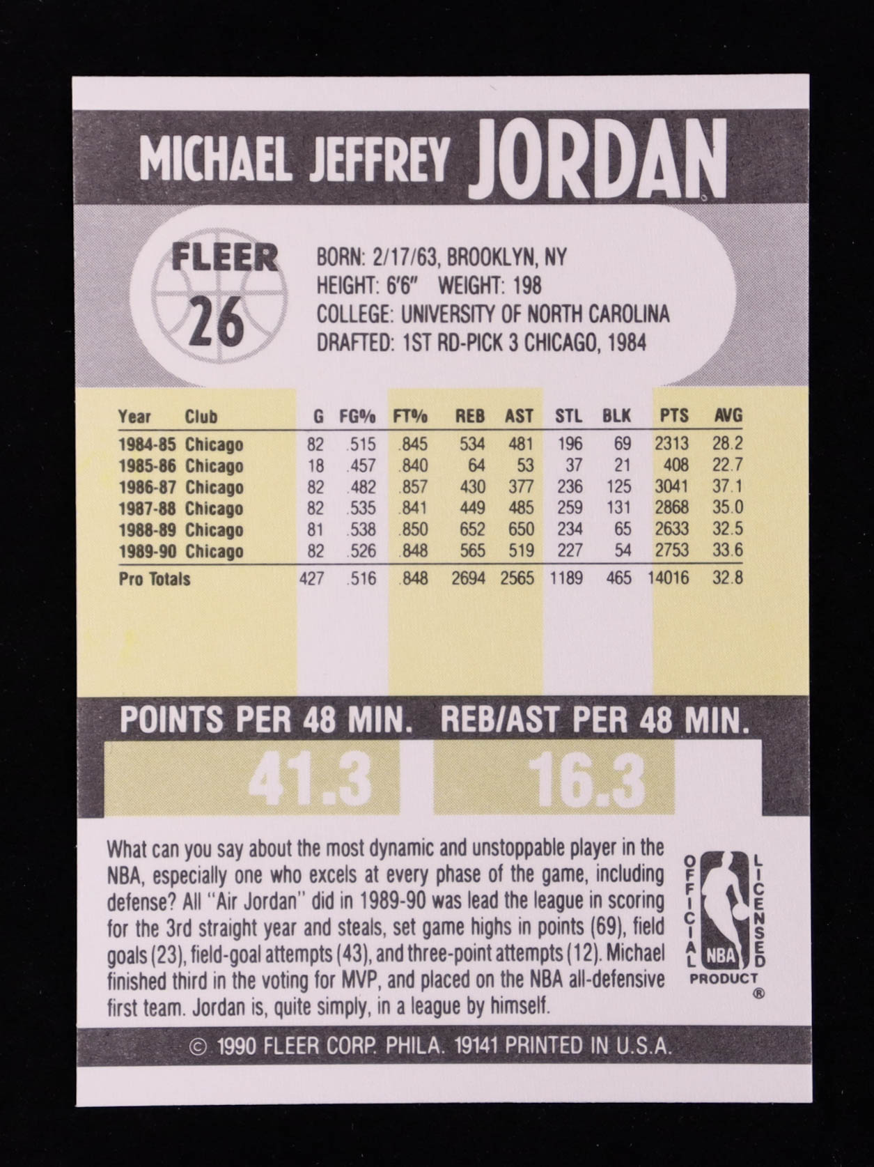 Michael Jordan 1990-91 Fleer #26 at PristineAuction.com Michael Jordan 1990-91 Fleer #26 at PristineAuction.com