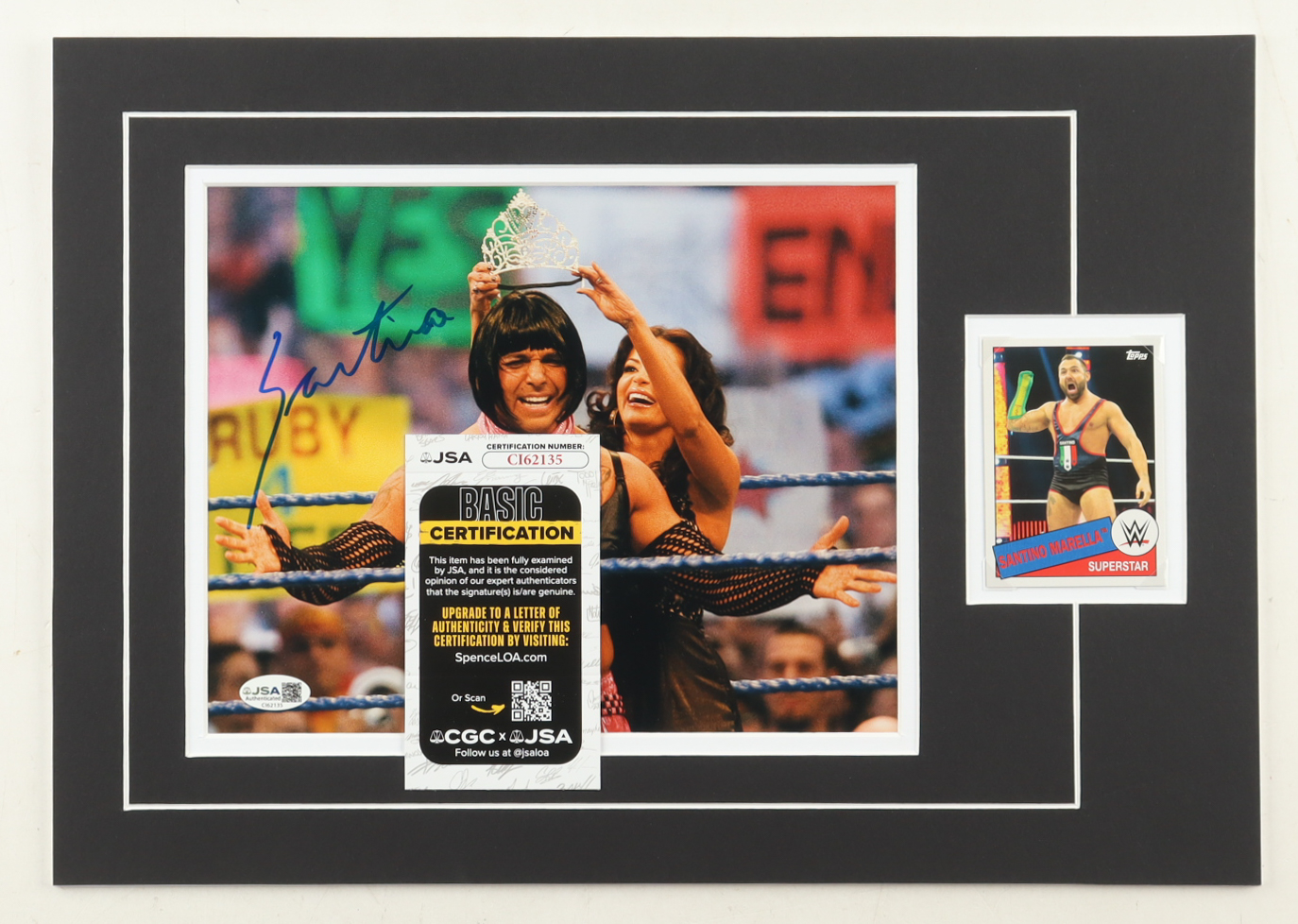 Santino Marella Signed 12x17 Custom Matted Photo Display with Trading Card (JSA) at PristineAuction.com Santino Marella Signed 12x17 Custom Matted Photo Display with Trading Card (JSA) at PristineAuction.com