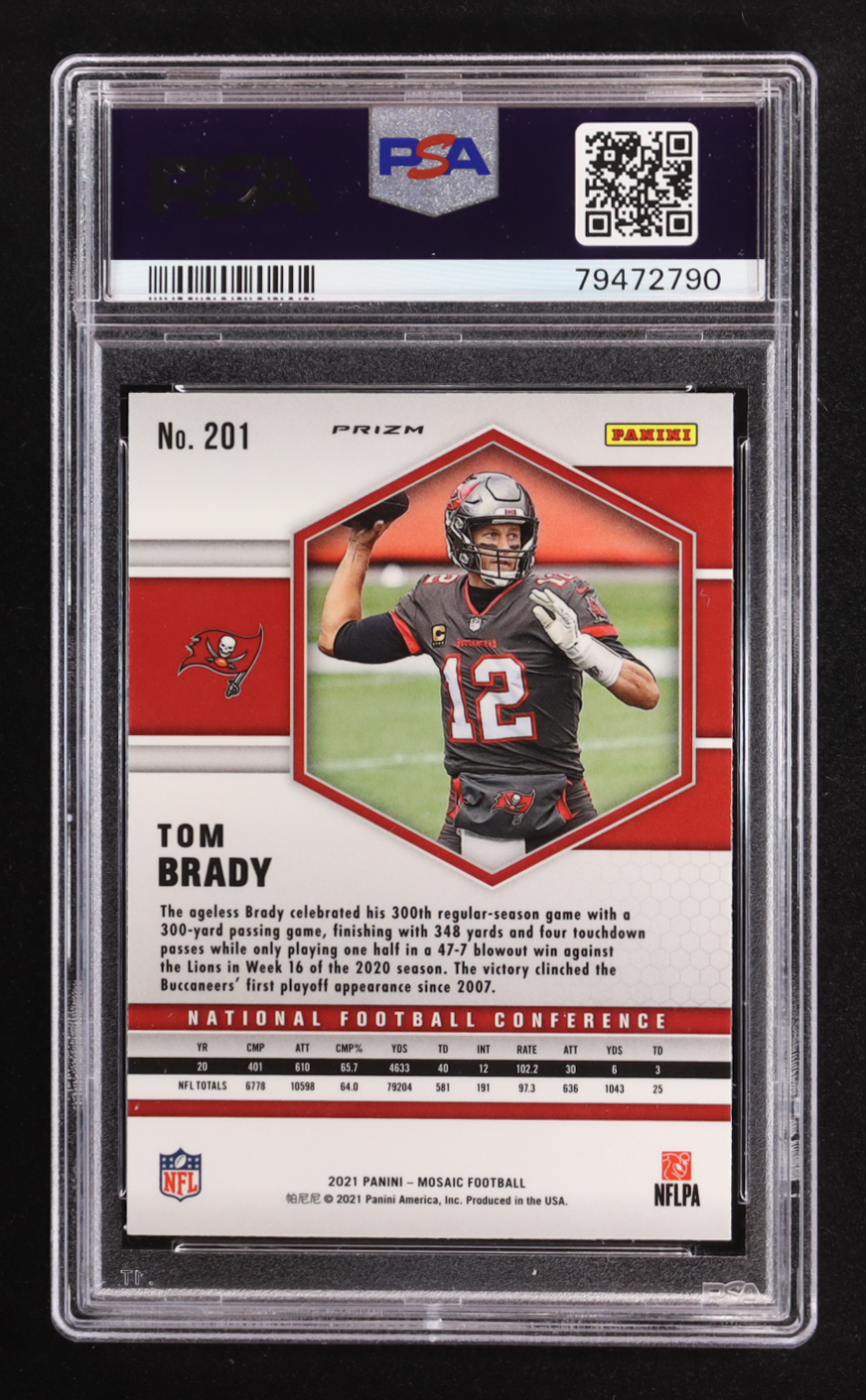 Tom Brady 2021 Panini Mosaic Mosaic Reactive Blue #201 NFC (PSA 9) at PristineAuction.com Tom Brady 2021 Panini Mosaic Mosaic Reactive Blue #201 NFC (PSA 9) at PristineAuction.com