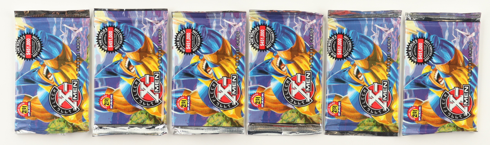 Lot of (6) 1996 Fleer X-Men Packs at PristineAuction.com Lot of (6) 1996 Fleer X-Men Packs at PristineAuction.com
