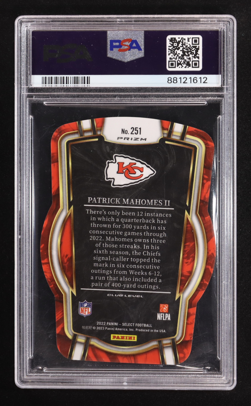 Patrick Mahomes II 2022 Select Prizm Green and Yellow Die Cut #251 (PSA 9) at PristineAuction.com Patrick Mahomes II 2022 Select Prizm Green and Yellow Die Cut #251 (PSA 9) at PristineAuction.com