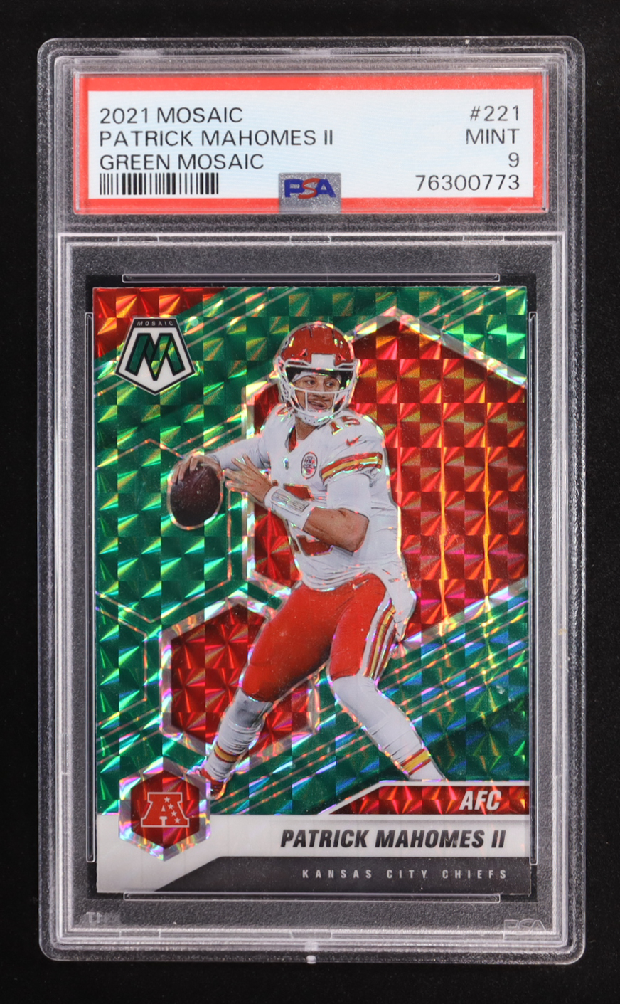 Patrick Mahomes II 2021 Panini Mosaic Mosaic Green #221 AFC (PSA 9) at PristineAuction.com Patrick Mahomes II 2021 Panini Mosaic Mosaic Green #221 AFC (PSA 9) at PristineAuction.com