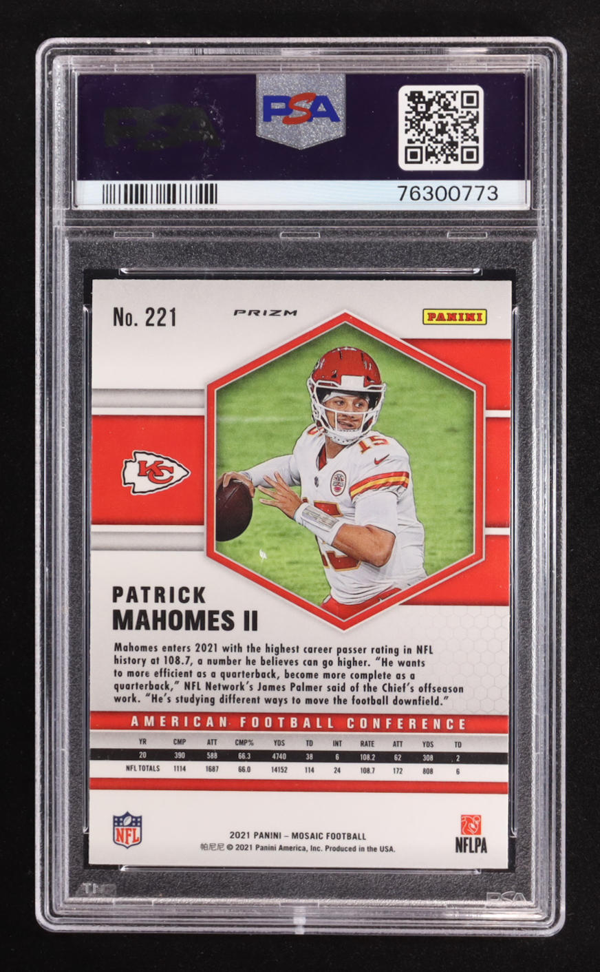 Patrick Mahomes II 2021 Panini Mosaic Mosaic Green #221 AFC (PSA 9) at PristineAuction.com Patrick Mahomes II 2021 Panini Mosaic Mosaic Green #221 AFC (PSA 9) at PristineAuction.com