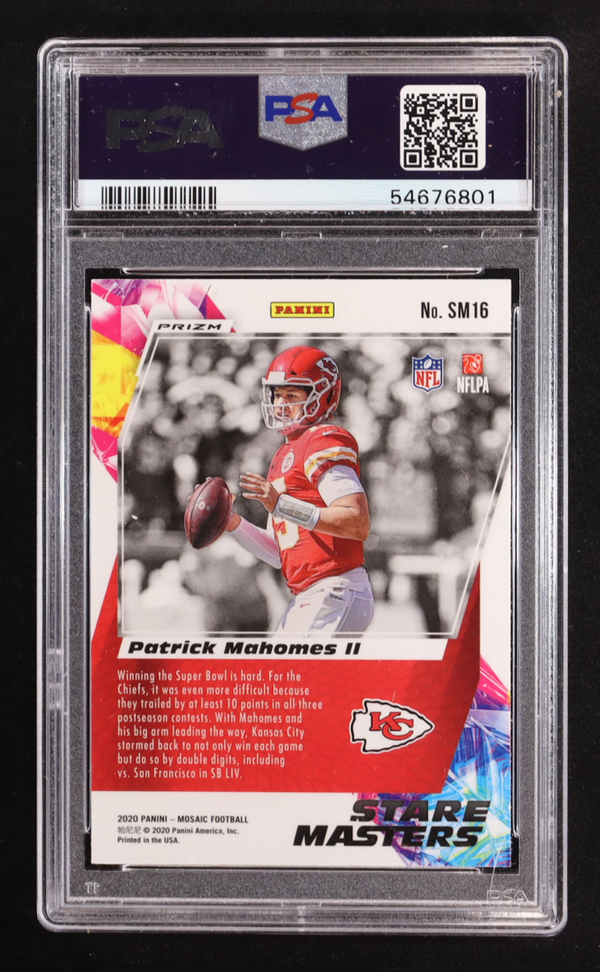 Patrick Mahomes II 2020 Panini Mosaic Stare Masters Mosaic #SM16 (PSA 10) at PristineAuction.com Patrick Mahomes II 2020 Panini Mosaic Stare Masters Mosaic #SM16 (PSA 10) at PristineAuction.com