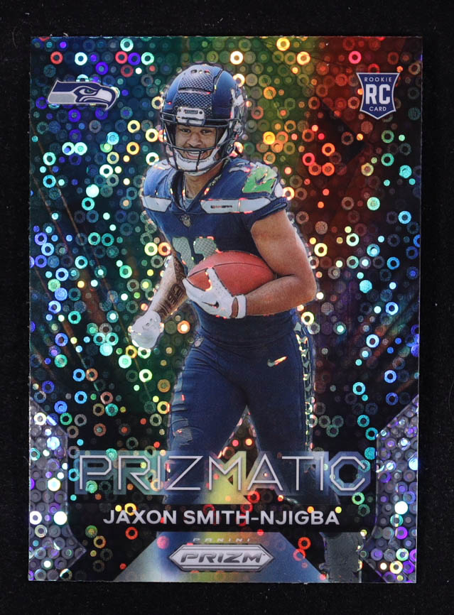 Jaxon Smith-Njigba 2023 Panini Prizm Prizmatic Prizms No Huddle #1 RC at PristineAuction.com Jaxon Smith-Njigba 2023 Panini Prizm Prizmatic Prizms No Huddle #1 RC at PristineAuction.com