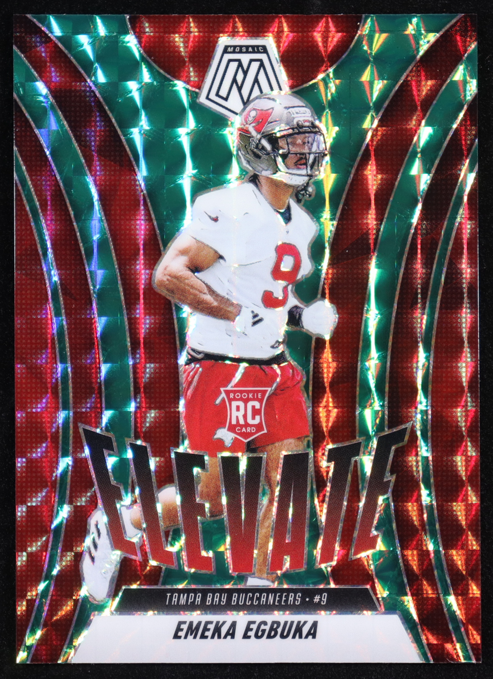 Emeka Egbuka 2025 Panini Mosaic Elevate Mosaic Green #2 RC at PristineAuction.com Emeka Egbuka 2025 Panini Mosaic Elevate Mosaic Green #2 RC at PristineAuction.com