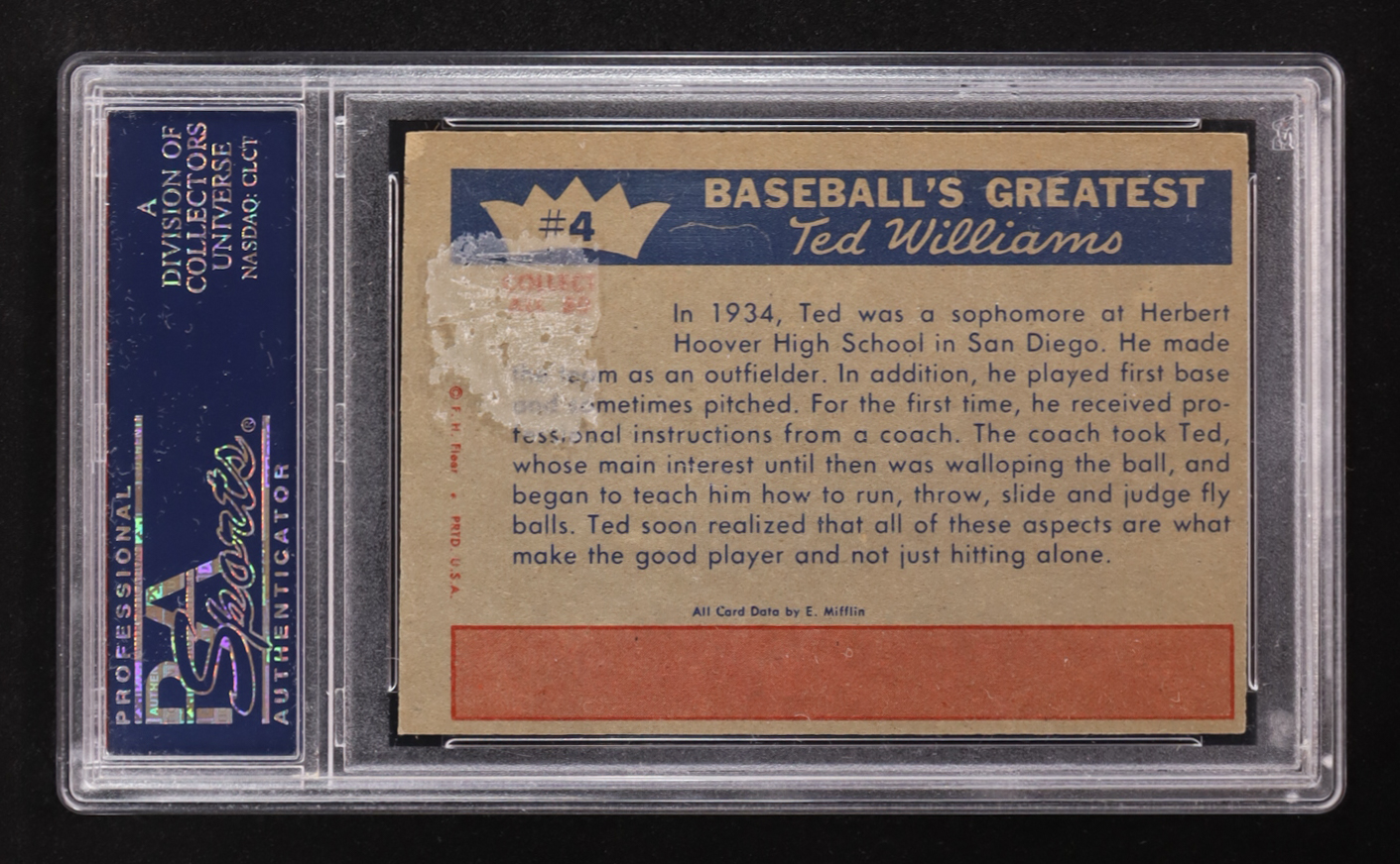Ted Williams 1959 Fleer #4 / Learns Fine Points (PSA 5) at PristineAuction.com Ted Williams 1959 Fleer #4 / Learns Fine Points (PSA 5) at PristineAuction.com