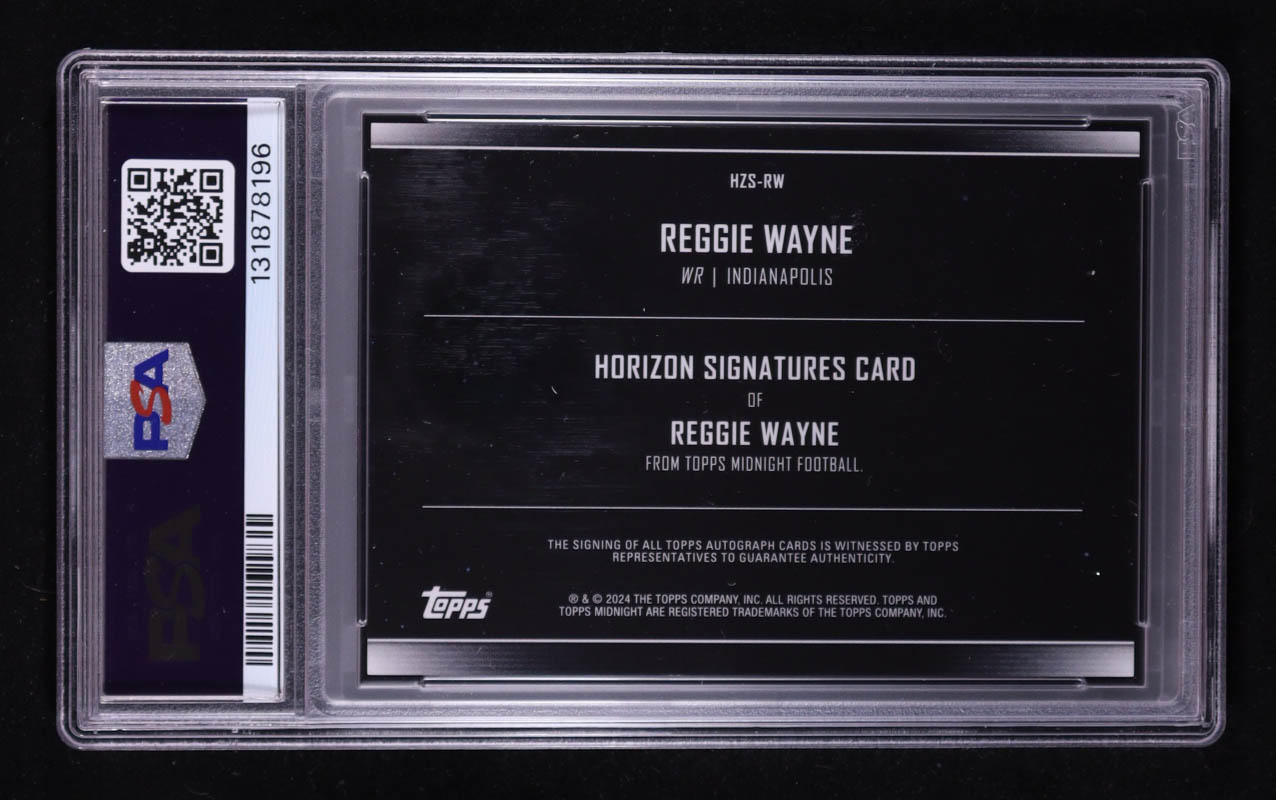 Reggie Wayne 2024 Topps Midnight Horizon Signatures Twilight #HZSRW #64/99 (PSA 9 | Auto 10) at PristineAuction.com Reggie Wayne 2024 Topps Midnight Horizon Signatures Twilight #HZSRW #64/99 (PSA 9 | Auto 10) at PristineAuction.com