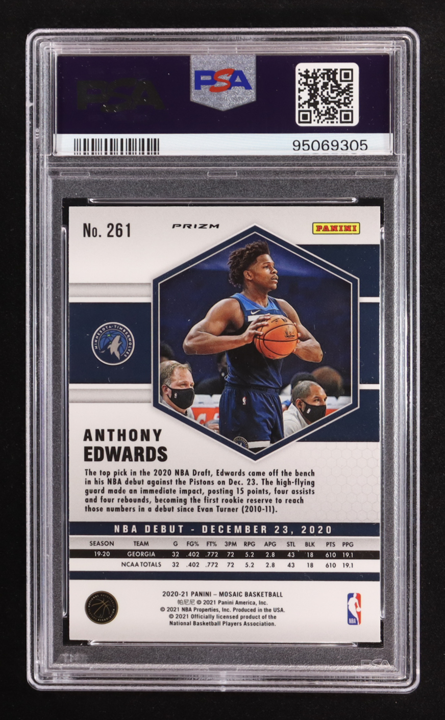 Anthony Edwards 2020-21 Panini Mosaic Mosaic Green #261 RC (PSA 9) at PristineAuction.com Anthony Edwards 2020-21 Panini Mosaic Mosaic Green #261 RC (PSA 9) at PristineAuction.com