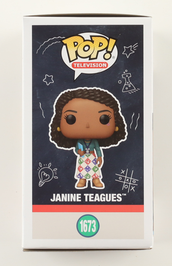 Quinta Brunson Signed "Abbott Elementary" #1673 Janine Teagues Funko Pop! Vinyl Figure (SWAU) at PristineAuction.com Quinta Brunson Signed "Abbott Elementary" #1673 Janine Teagues Funko Pop! Vinyl Figure (SWAU) at PristineAuction.com