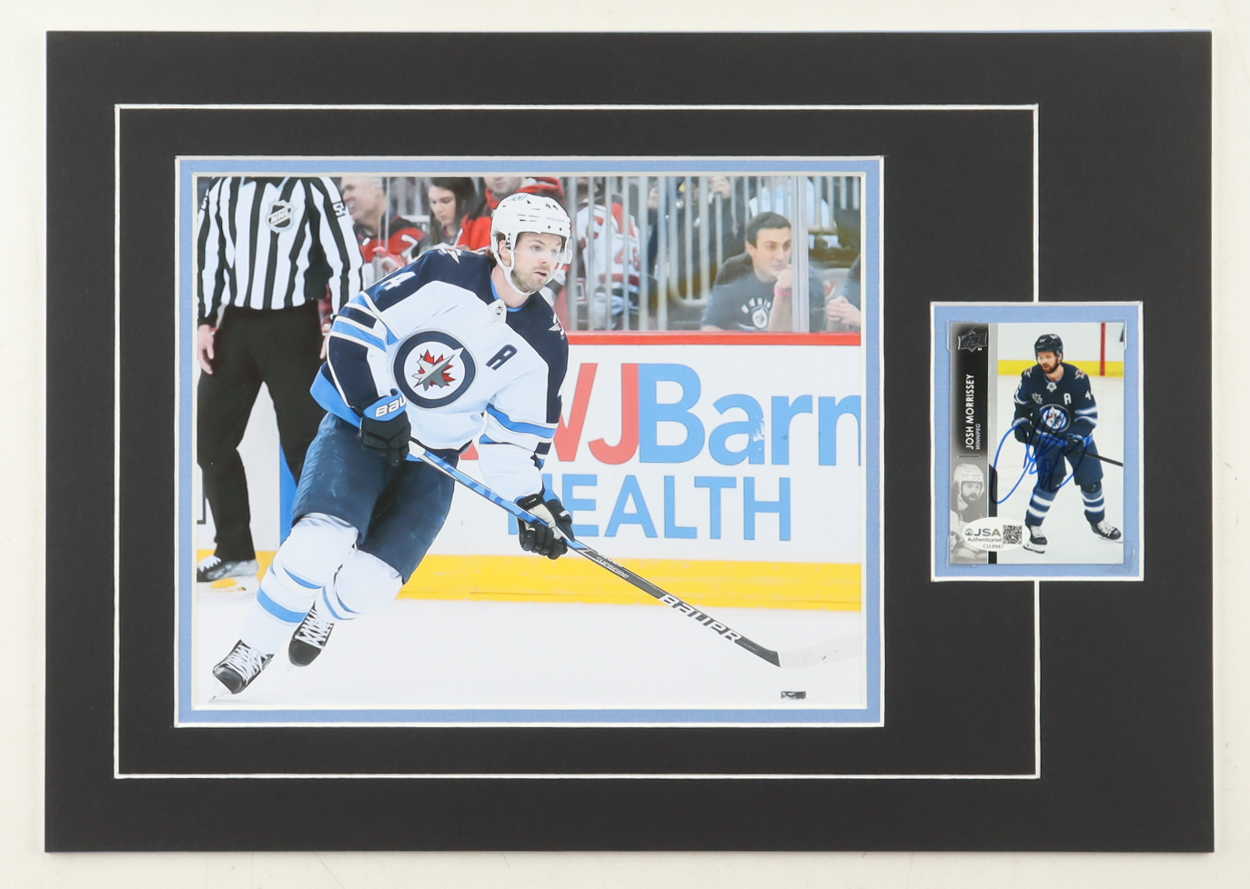 Josh Morrissey Signed 12x17 Custom Matted Trading Card Display with Photo (JSA) at PristineAuction.com Josh Morrissey Signed 12x17 Custom Matted Trading Card Display with Photo (JSA) at PristineAuction.com