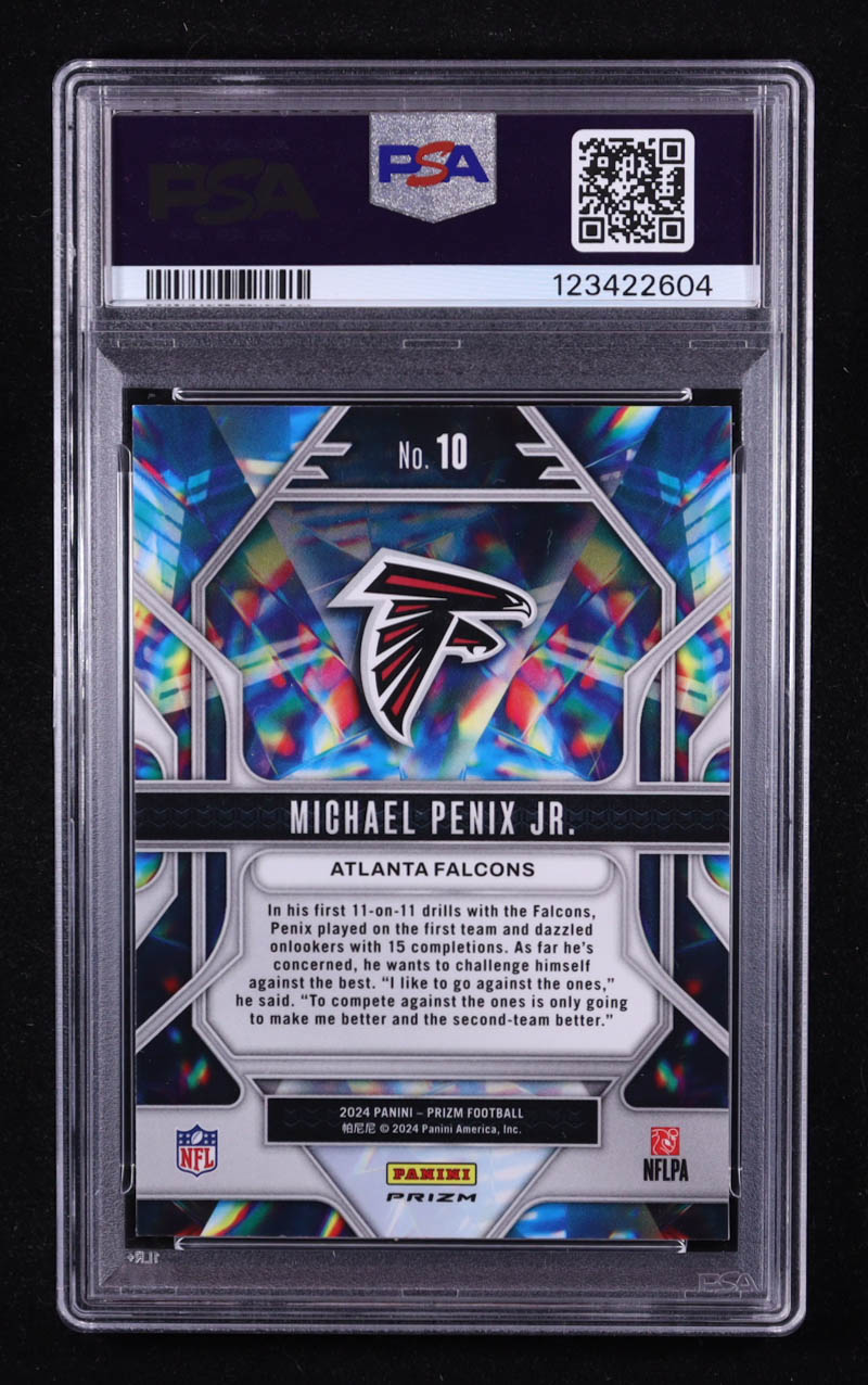 Michael Penix Jr. 2024 Panini Prizm Prizmatic Prizms Green Ice #10 RC (PSA 9) at PristineAuction.com Michael Penix Jr. 2024 Panini Prizm Prizmatic Prizms Green Ice #10 RC (PSA 9) at PristineAuction.com