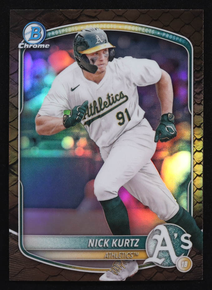 Nick Kurtz 2025 Bowman Chrome Prospects Reptilian Refractors #BCP114 RC at PristineAuction.com Nick Kurtz 2025 Bowman Chrome Prospects Reptilian Refractors #BCP114 RC at PristineAuction.com