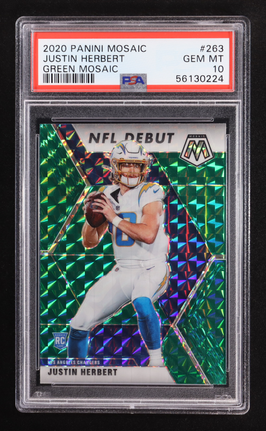 Justin Herbert 2020 Panini Mosaic Mosaic Green #263 DEB RC (PSA 10) at PristineAuction.com Justin Herbert 2020 Panini Mosaic Mosaic Green #263 DEB RC (PSA 10) at PristineAuction.com