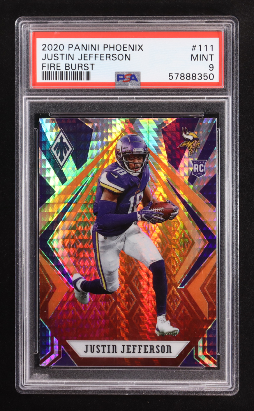 Justin Jefferson 2020 Panini Phoenix Fire Burst #111 RC (PSA 9) at PristineAuction.com Justin Jefferson 2020 Panini Phoenix Fire Burst #111 RC (PSA 9) at PristineAuction.com