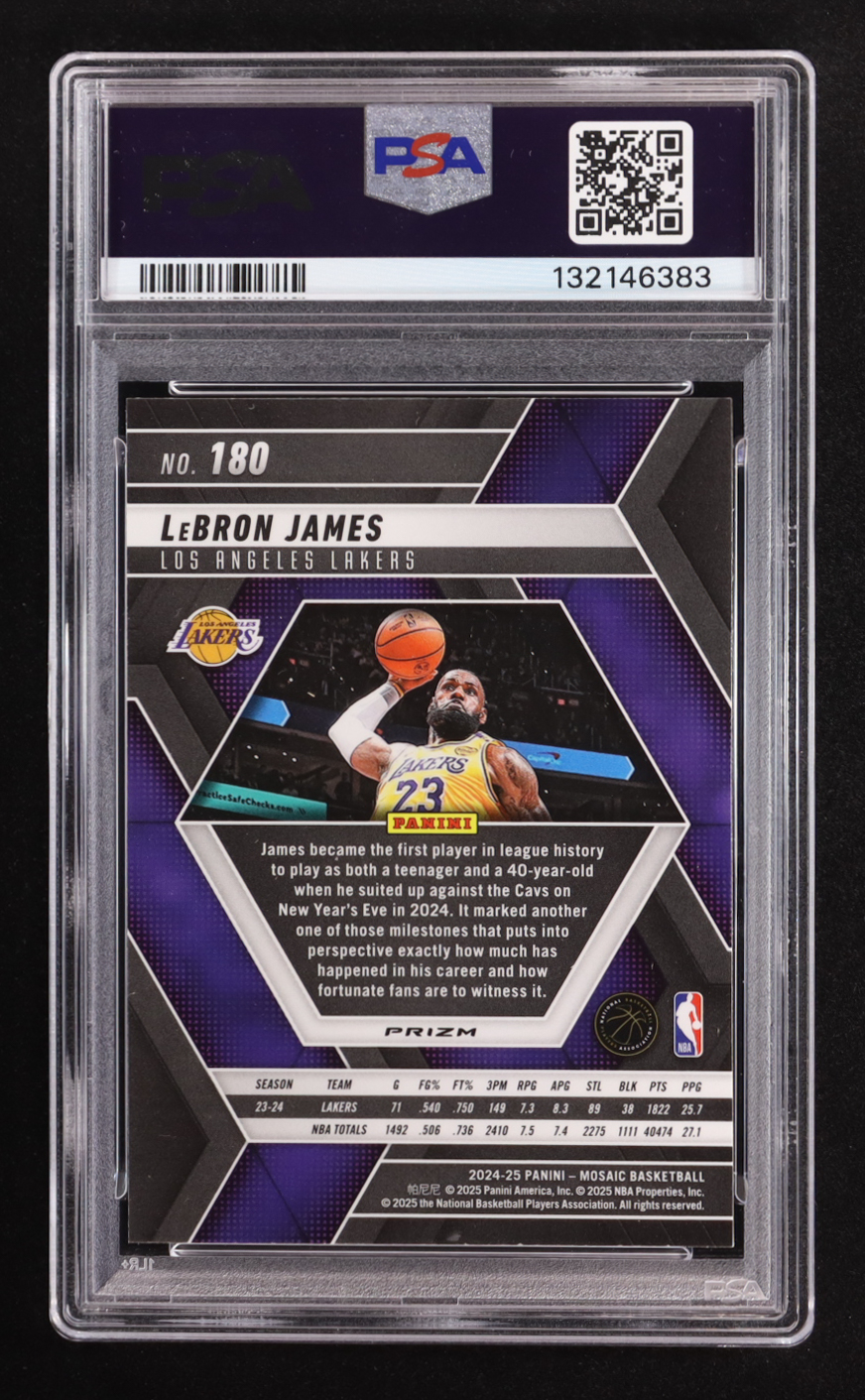 LeBron James 2024-25 Panini Mosaic Mosaic Reactive Blue #180 (PSA 9) at PristineAuction.com LeBron James 2024-25 Panini Mosaic Mosaic Reactive Blue #180 (PSA 9) at PristineAuction.com