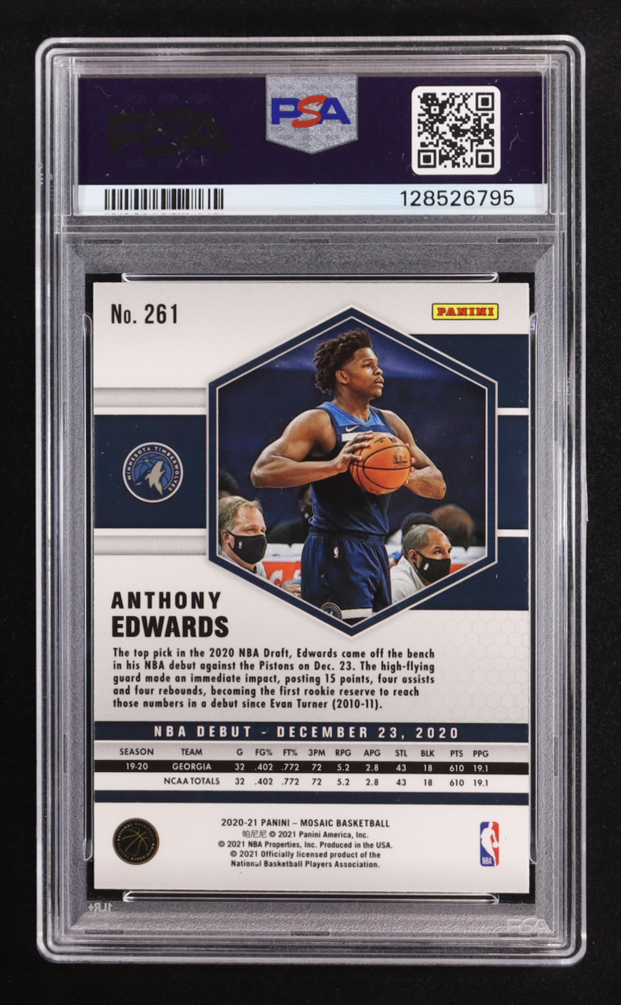 Anthony Edwards 2020-21 Panini Mosaic #261 RC (PSA 10) at PristineAuction.com Anthony Edwards 2020-21 Panini Mosaic #261 RC (PSA 10) at PristineAuction.com