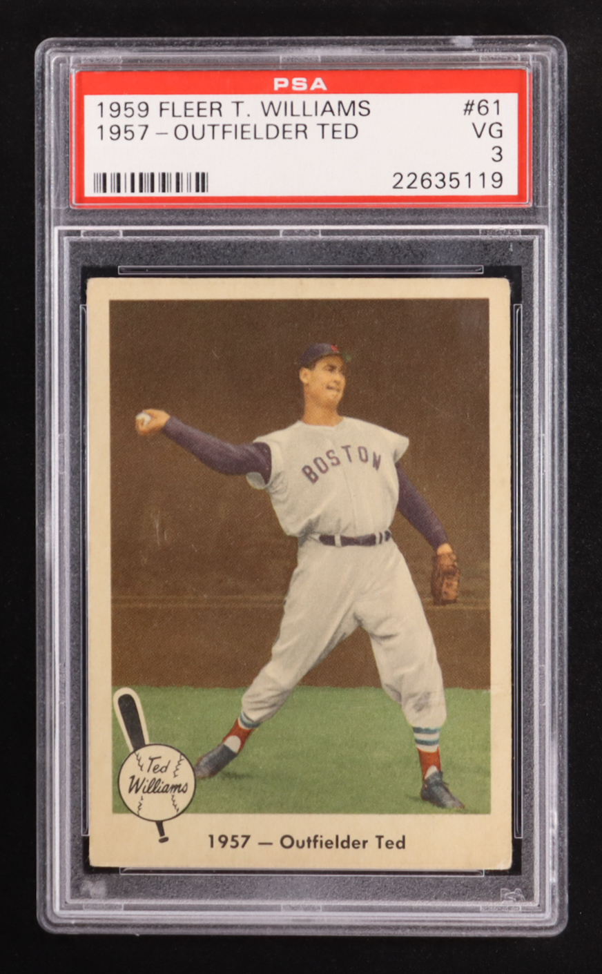 Ted Williams 1959 Fleer #61 / 1957 Outfielder Ted (PSA 3) at PristineAuction.com Ted Williams 1959 Fleer #61 / 1957 Outfielder Ted (PSA 3) at PristineAuction.com