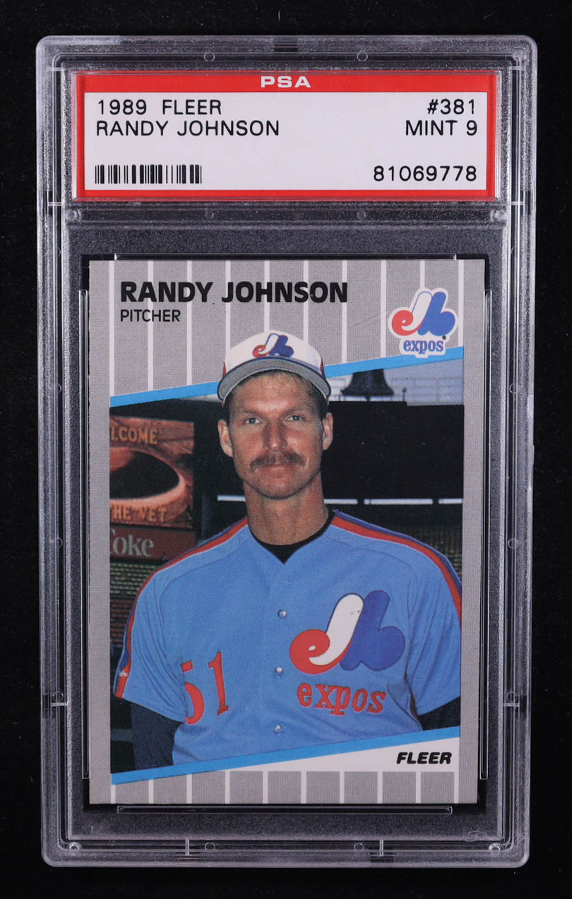 Randy Johnson1989 Fleer #381 RC UER/Innings for '85 and/'86 shown 27 and120/should be 27.1and 119.2 (PSA 9) at PristineAuction.com Randy Johnson1989 Fleer #381 RC UER/Innings for '85 and/'86 shown 27 and120/should be 27.1and 119.2 (PSA 9) at PristineAuction.com