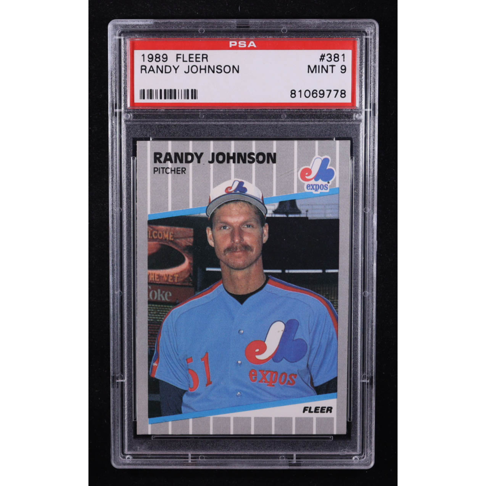 Randy Johnson1989 Fleer #381 RC UER/Innings for '85 and/'86 shown 27 and120/should be 27.1and 119.2 (PSA 9) at PristineAuction.com