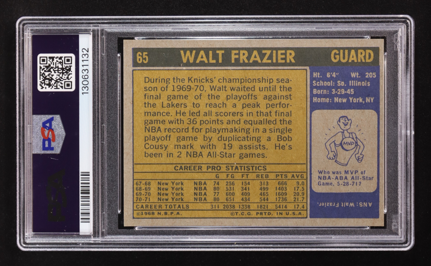 Walt Frazier 1971-72 Topps #65 (PSA 6) at PristineAuction.com Walt Frazier 1971-72 Topps #65 (PSA 6) at PristineAuction.com