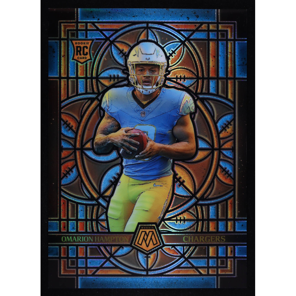 Omarion Hampton 2025 Panini Mosaic Stained Glass Oversized #15 RC at PristineAuction.com
