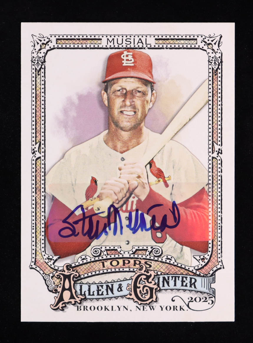 Stan Musial Signed Sticker on 2025 Topps Allen and Ginter #64 (Musial) at PristineAuction.com Stan Musial Signed Sticker on 2025 Topps Allen and Ginter #64 (Musial) at PristineAuction.com