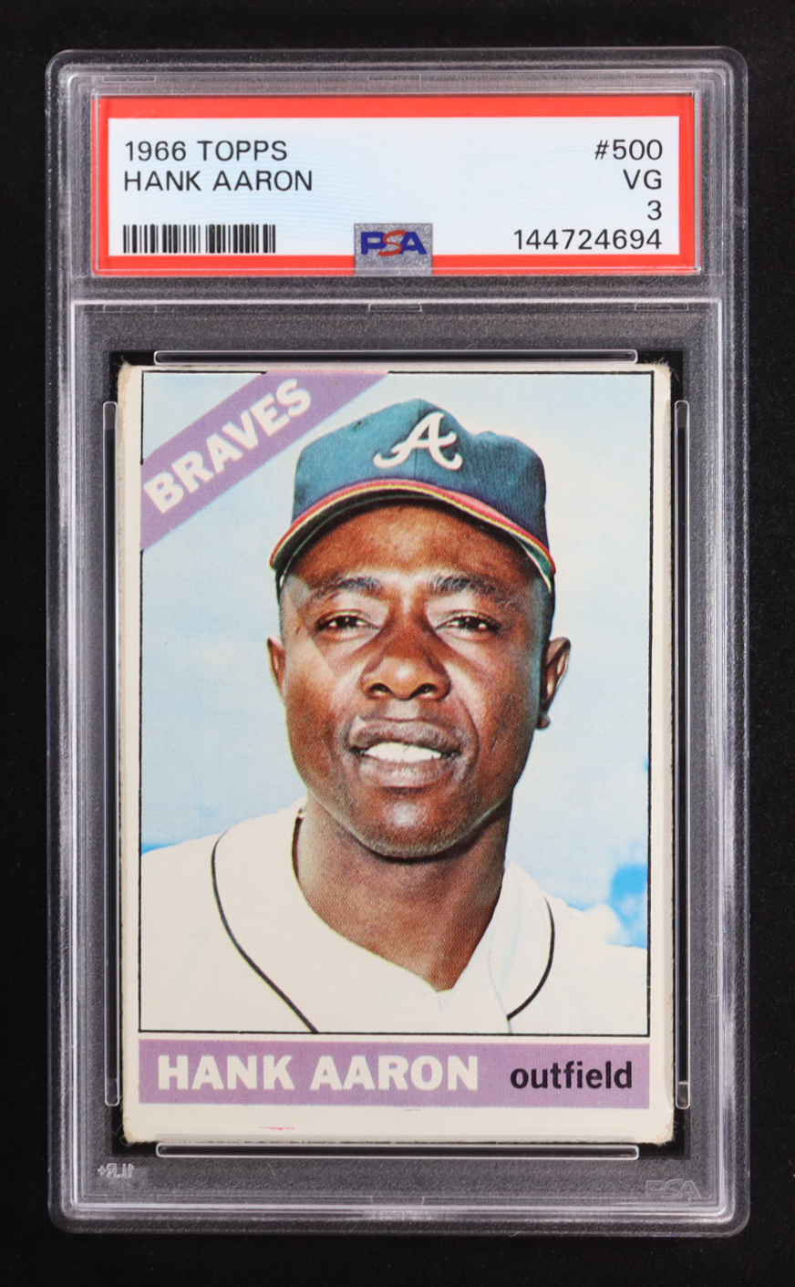 Hank Aaron 1966 Topps #500 (PSA 3) at PristineAuction.com Hank Aaron 1966 Topps #500 (PSA 3) at PristineAuction.com