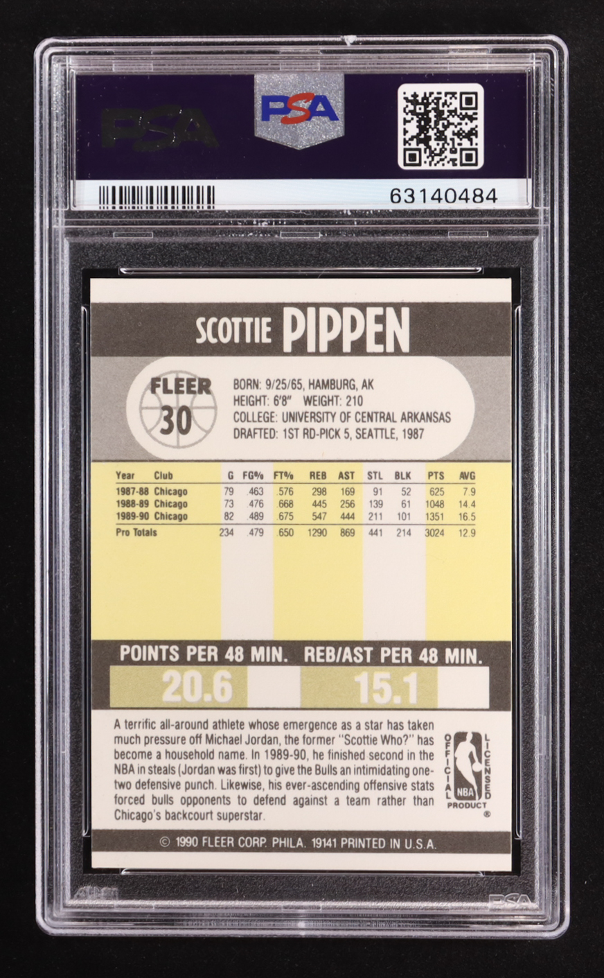 Scottie Pippen 1990-91 Fleer #30 (PSA 10) at PristineAuction.com Scottie Pippen 1990-91 Fleer #30 (PSA 10) at PristineAuction.com