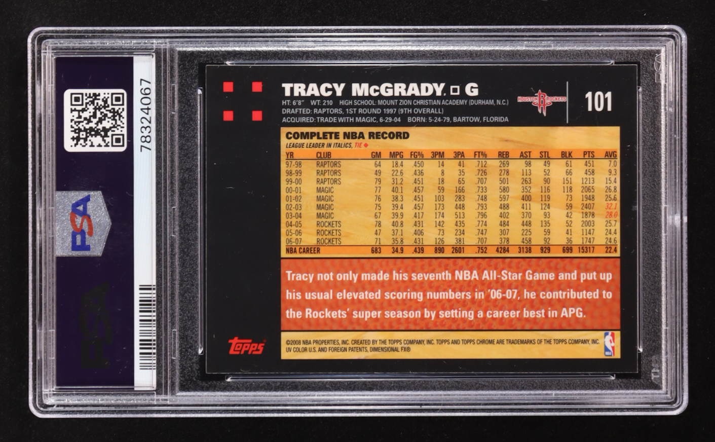 Tracy McGrady 2007-08 Topps Chrome #101 (PSA 9) at PristineAuction.com Tracy McGrady 2007-08 Topps Chrome #101 (PSA 9) at PristineAuction.com