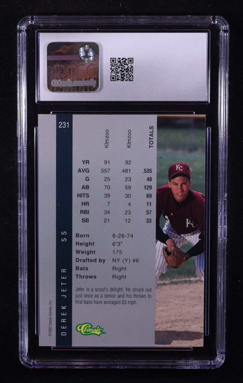 Derek Jeter 1992 Classic Four Sport #231 (CGC 9) at PristineAuction.com Derek Jeter 1992 Classic Four Sport #231 (CGC 9) at PristineAuction.com