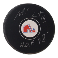 Michel Goulet Signed Nordiques Logo Hockey Puck Inscribed "HOF 98" (COJO) at PristineAuction.com
