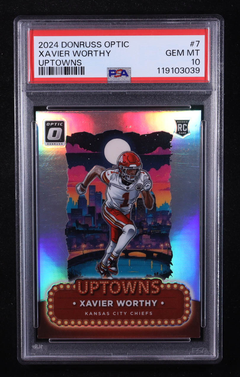 Xavier Worthy 2024 Donruss Optic Uptowns #7 RC (PSA 10) at PristineAuction.com Xavier Worthy 2024 Donruss Optic Uptowns #7 RC (PSA 10) at PristineAuction.com