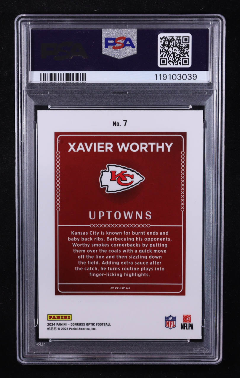 Xavier Worthy 2024 Donruss Optic Uptowns #7 RC (PSA 10) at PristineAuction.com Xavier Worthy 2024 Donruss Optic Uptowns #7 RC (PSA 10) at PristineAuction.com