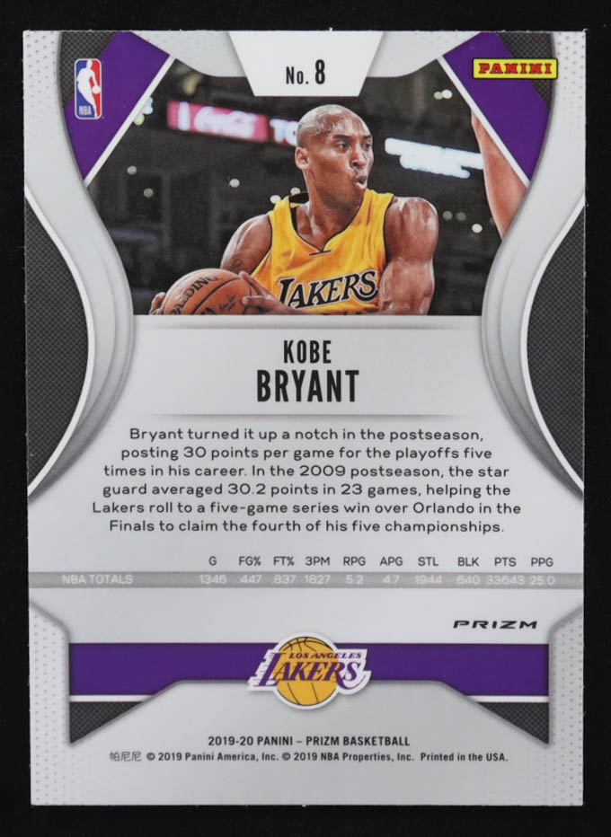 Kobe Bryant 2019-20 Panini Prizm Prizms Red White and Blue #8 at PristineAuction.com Kobe Bryant 2019-20 Panini Prizm Prizms Red White and Blue #8 at PristineAuction.com