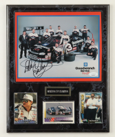 Dale Earnhardt Sr. Signed Custom Photo Display Plaque with (3) Trading Cards (JSA) at PristineAuction.com