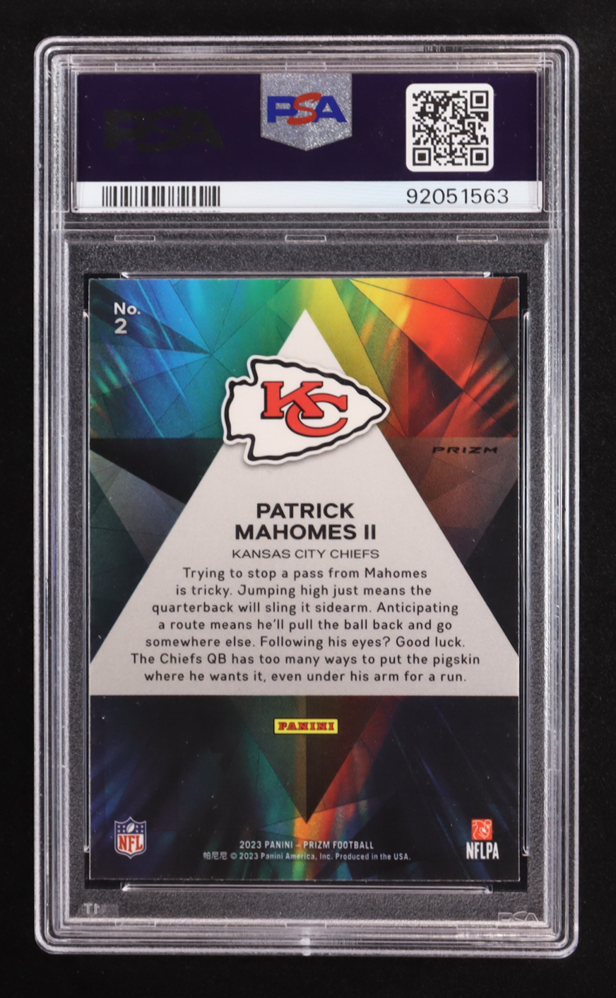 Patrick Mahomes II 2023 Panini Prizm Prizmatic Prizms Green #2 (PSA 9) at PristineAuction.com Patrick Mahomes II 2023 Panini Prizm Prizmatic Prizms Green #2 (PSA 9) at PristineAuction.com
