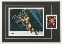 Dave Bautista Signed 12x17 Custom Matted Photo Display with Trading Card Inscribed "WWE" (Steiner & SM) at PristineAuction.com