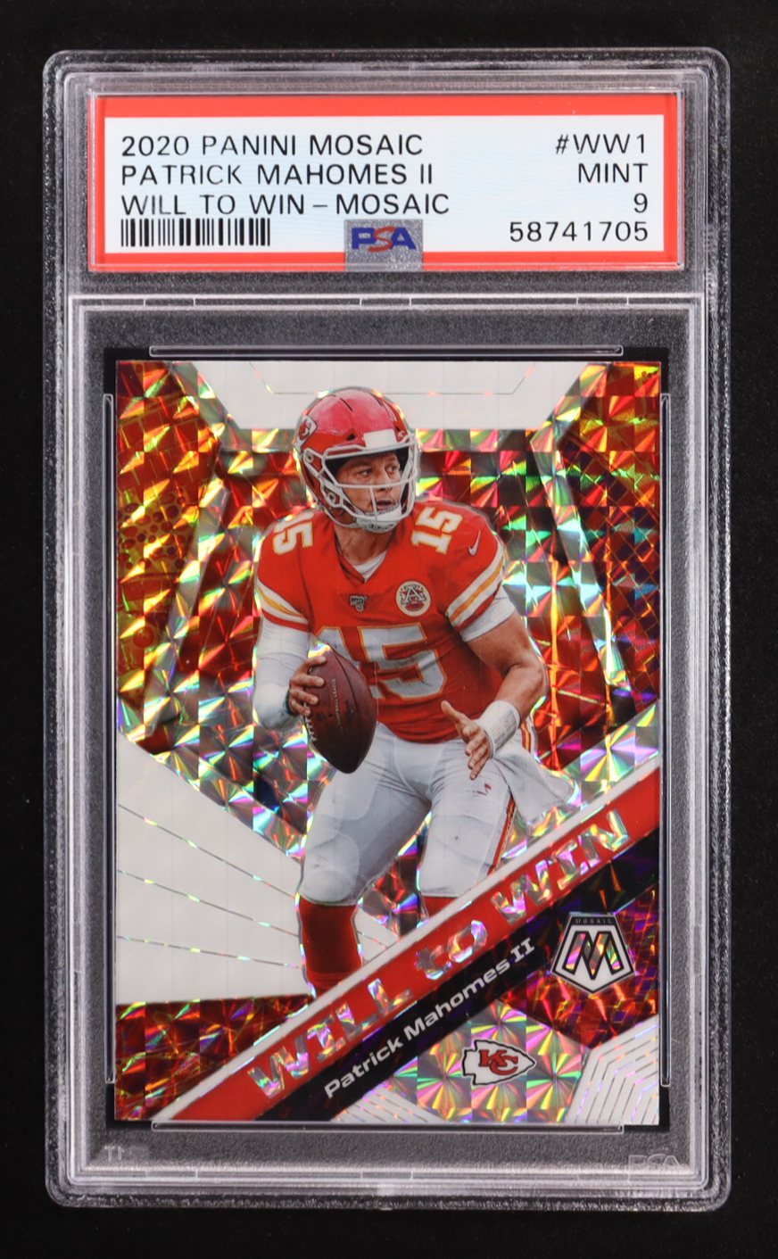Patrick Mahomes II 2020 Panini Mosaic Will to Win Mosaic #1 (PSA 9) at PristineAuction.com Patrick Mahomes II 2020 Panini Mosaic Will to Win Mosaic #1 (PSA 9) at PristineAuction.com