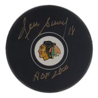 Denis Savard Signed Blackhawks Logo Hockey Puck Inscribed "HOF 2000" (COJO) at PristineAuction.com
