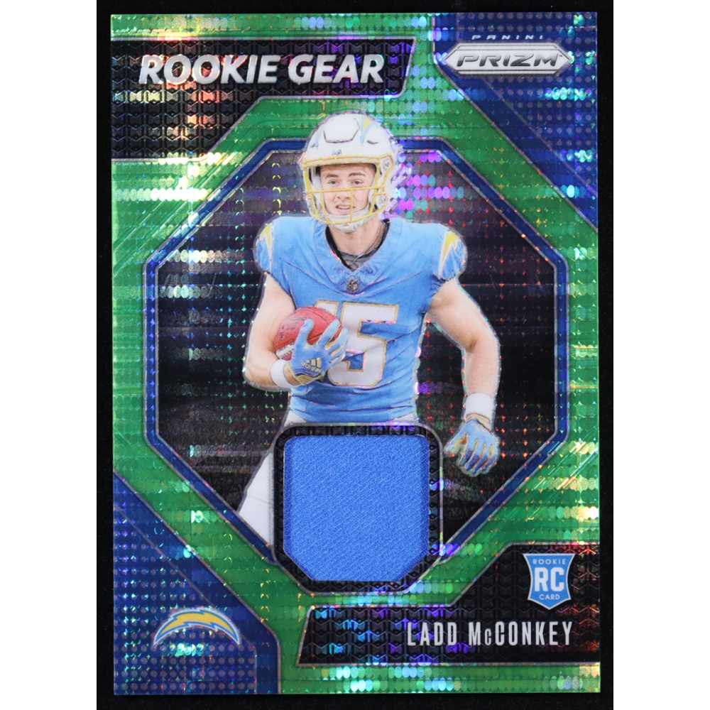 Ladd McConkey 2024 Panini Prizm Rookie Gear Neon Green Pulsar #16 RC at PristineAuction.com