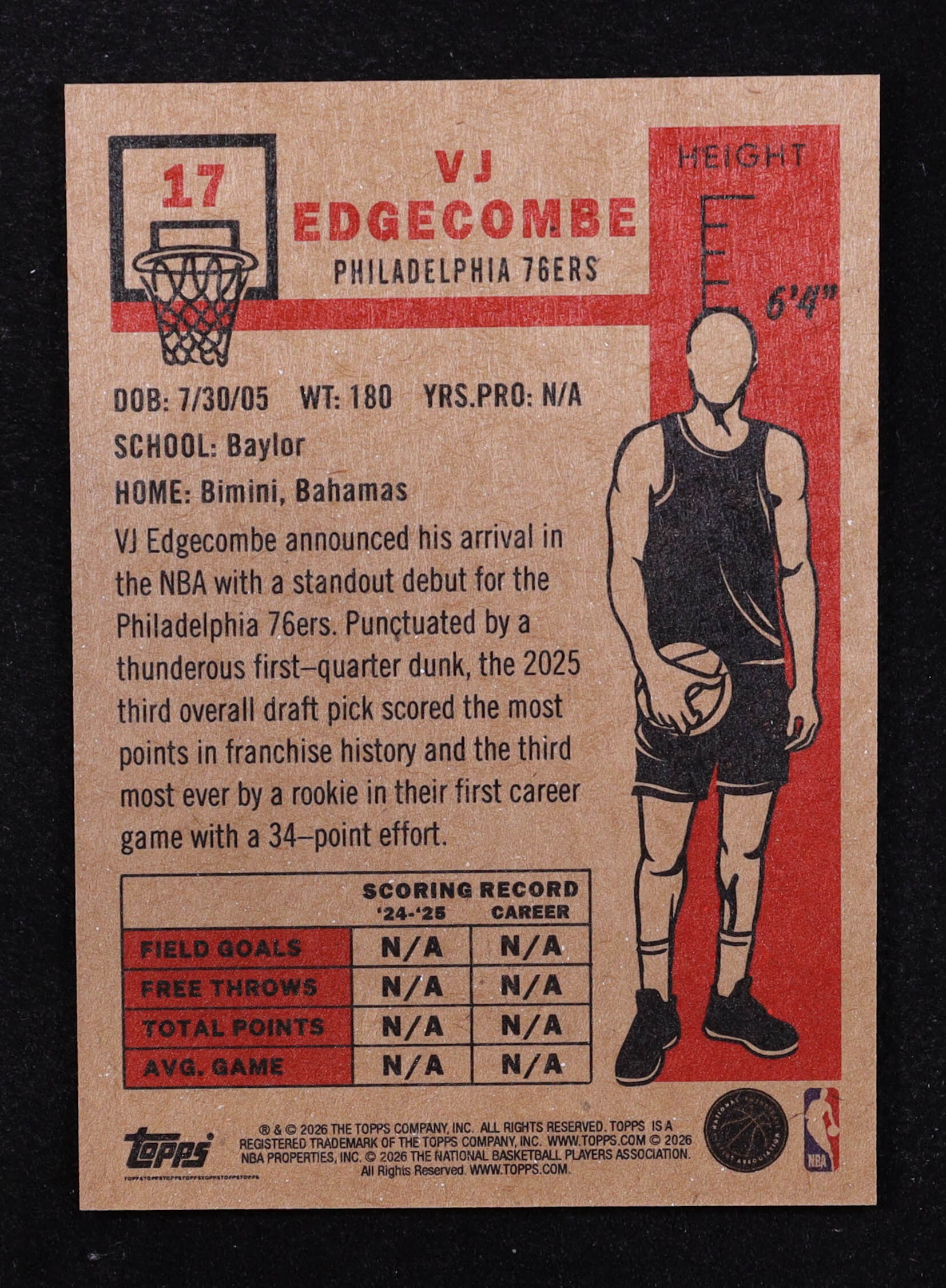 VJ Edgecombe 2025-26 Topps NBA Living Set Background Variation #17 SP at PristineAuction.com VJ Edgecombe 2025-26 Topps NBA Living Set Background Variation #17 SP at PristineAuction.com
