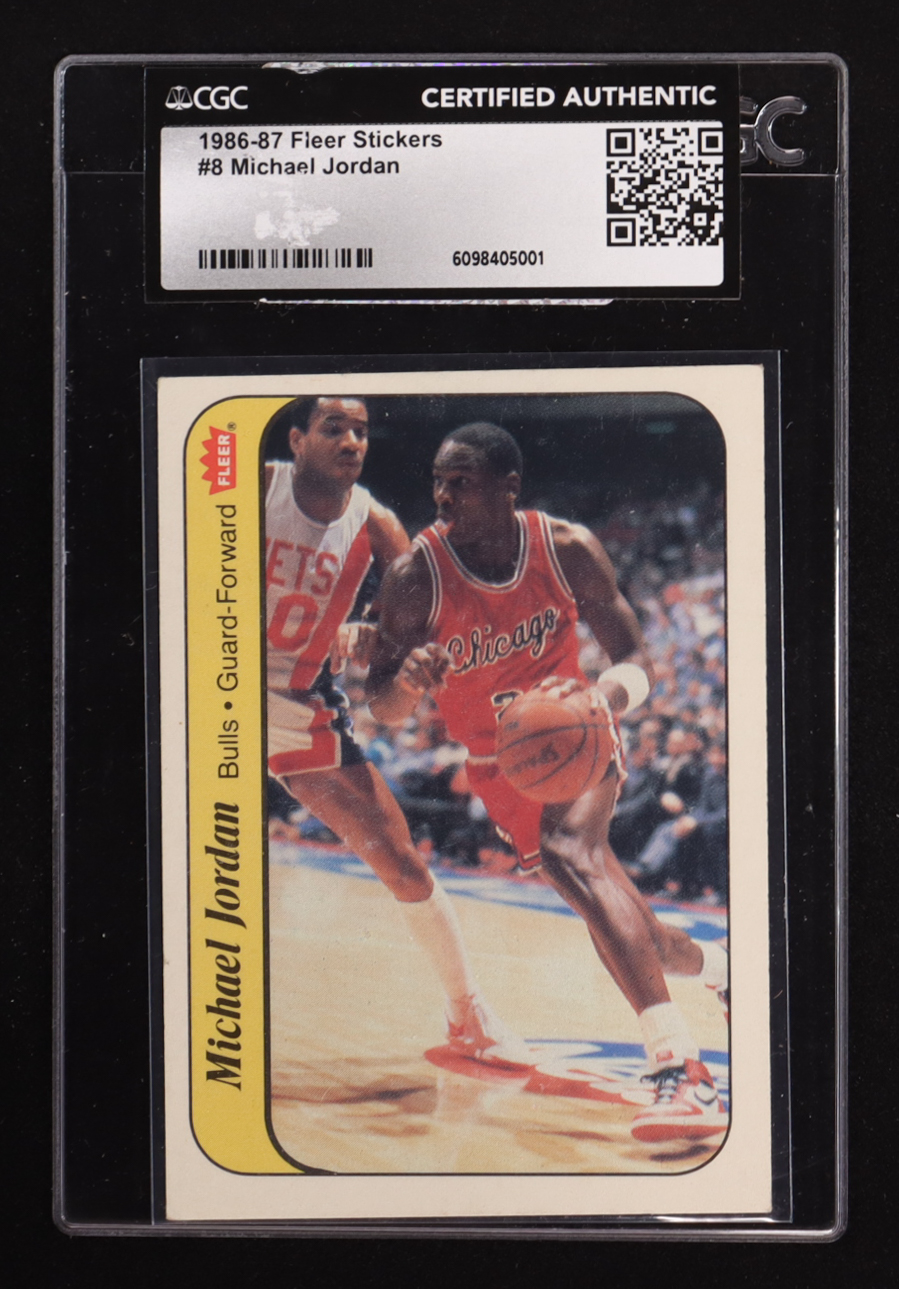 Michael Jordan 1986-87 Fleer Stickers #8 RC (CGC) at PristineAuction.com Michael Jordan 1986-87 Fleer Stickers #8 RC (CGC) at PristineAuction.com